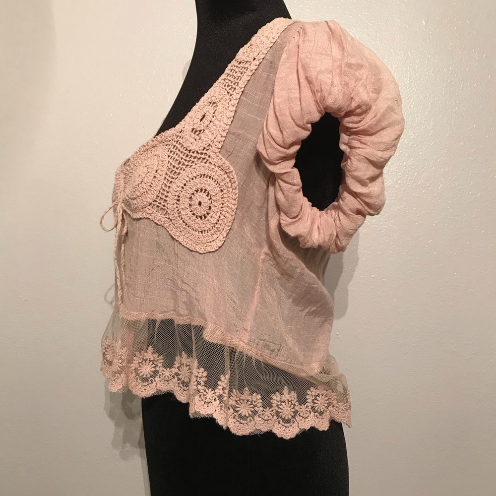 Poetry Clothing Womens Crop Jacket Size M with Lace & Crochet - Picture 3 of 9